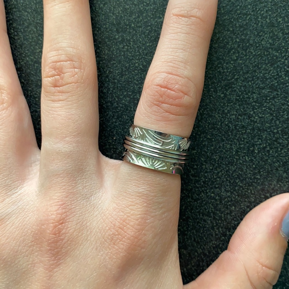 Silver anxiety fidget ring